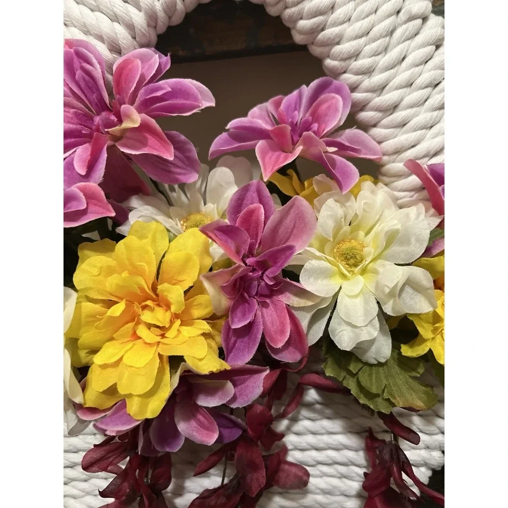 Handcrafted Rope And Floral Easter Basket Wreath